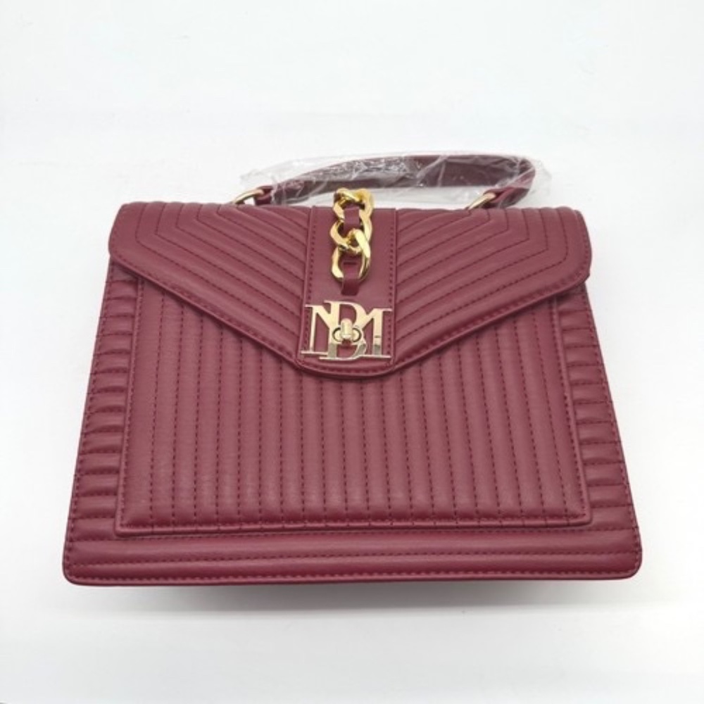 Badgley Mischka Wine Quilted Crossbody Bag with Chain Vegan Leather $179 - Picture 5 of 13